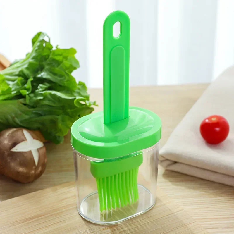 BBQ Silicone Oil Dispenser Brush – Grilling & Baking Utensil Silicone Basting Brush Qme 1PC-GREEN