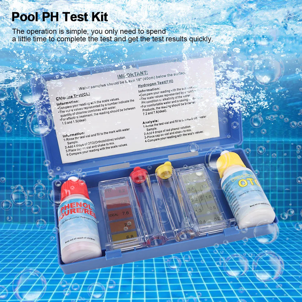 Pool pH & Chlorine Water Test Kit with Storage Box Pool Water Test Kit Qme