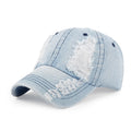 Distressed Streetwear Baseball Cap – Vintage Visor Hat Baseball Cap Qme Light Blue One Size