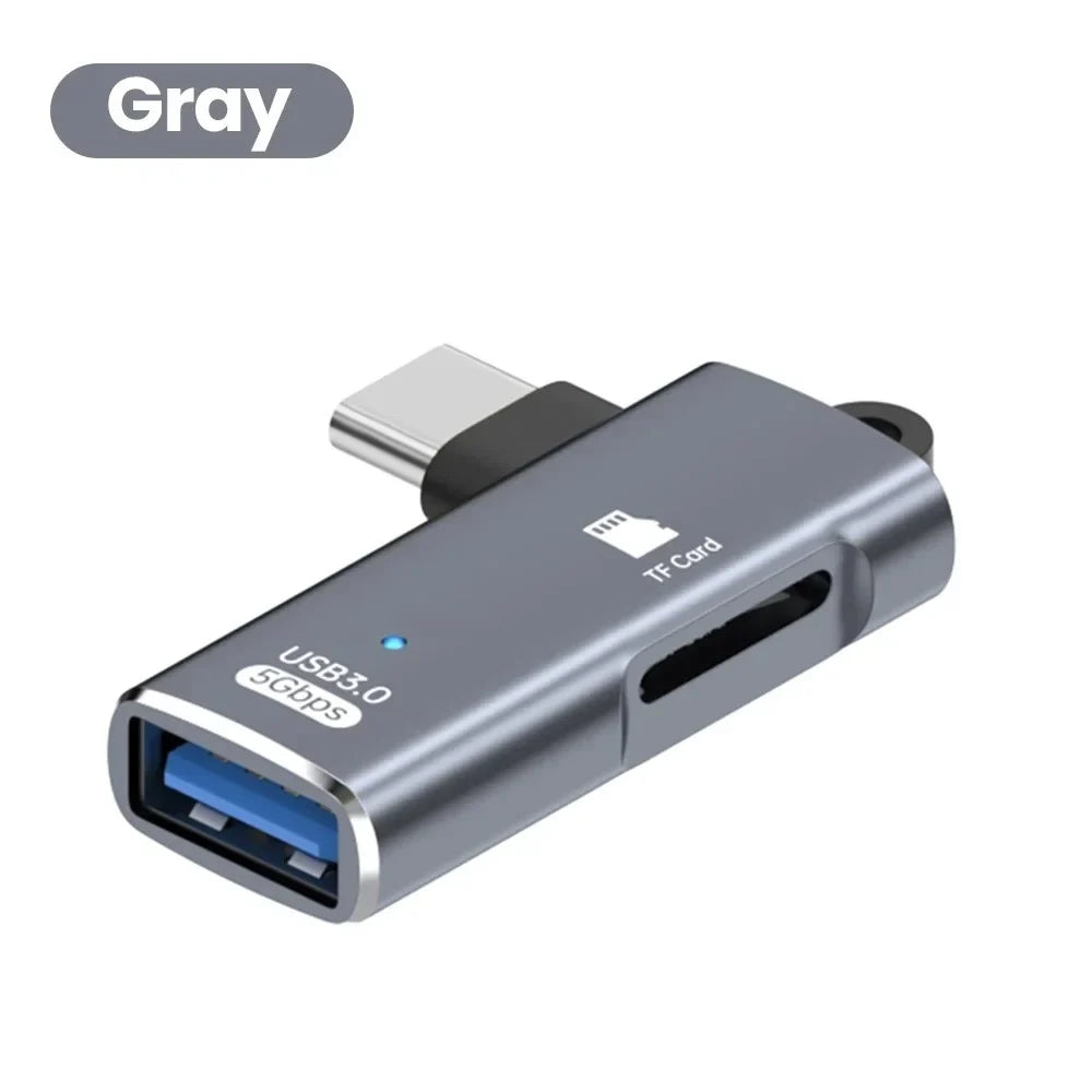 USB-C OTG Adapter USB 3.0 Hub & SD Card Reader – Aluminum USB-C OTG Adapter Qme Gray