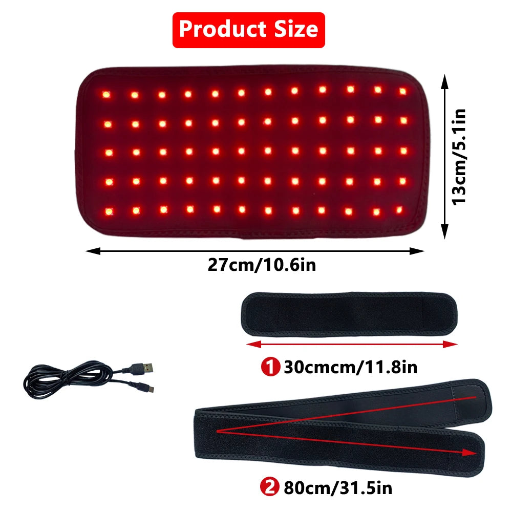 Jecaliz 60 LED Red & Infrared Light Therapy Belt 660nm 850nm Light Therapy Belt Qst