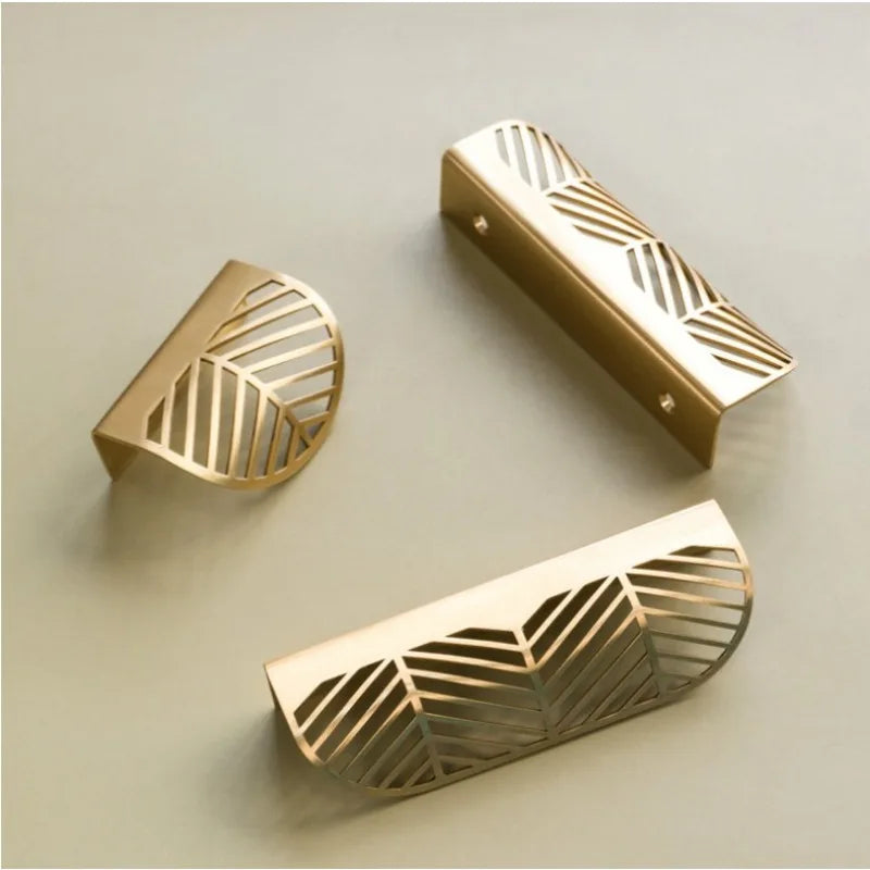 Leaf-Shaped Brass Drawer Knob | Modern Furniture Handle Cabinet Drawer Knob Qme