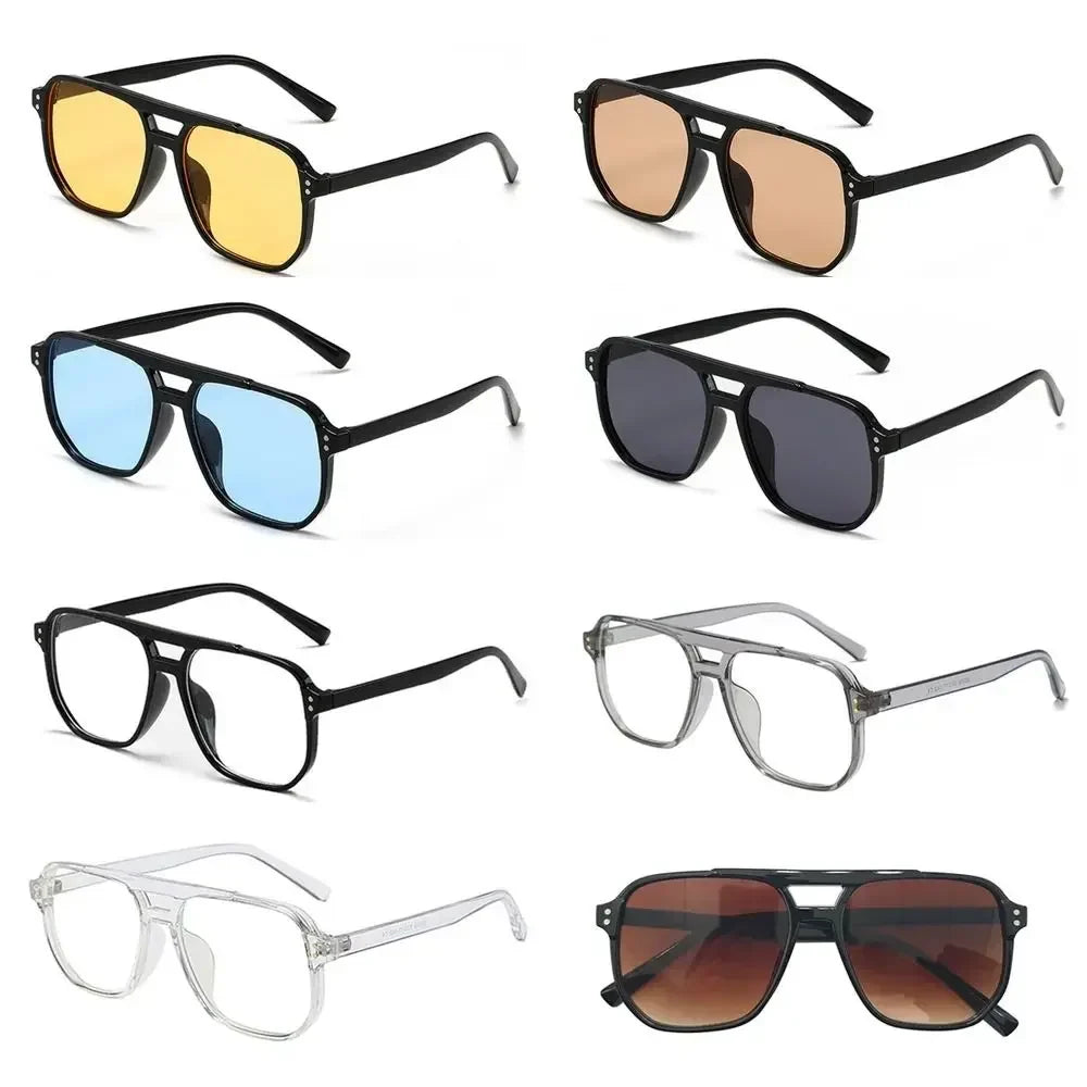 Punk Square Frame Sunglasses | Retro Anti-UV Beach Shades Square Frame Sunglasses Qme