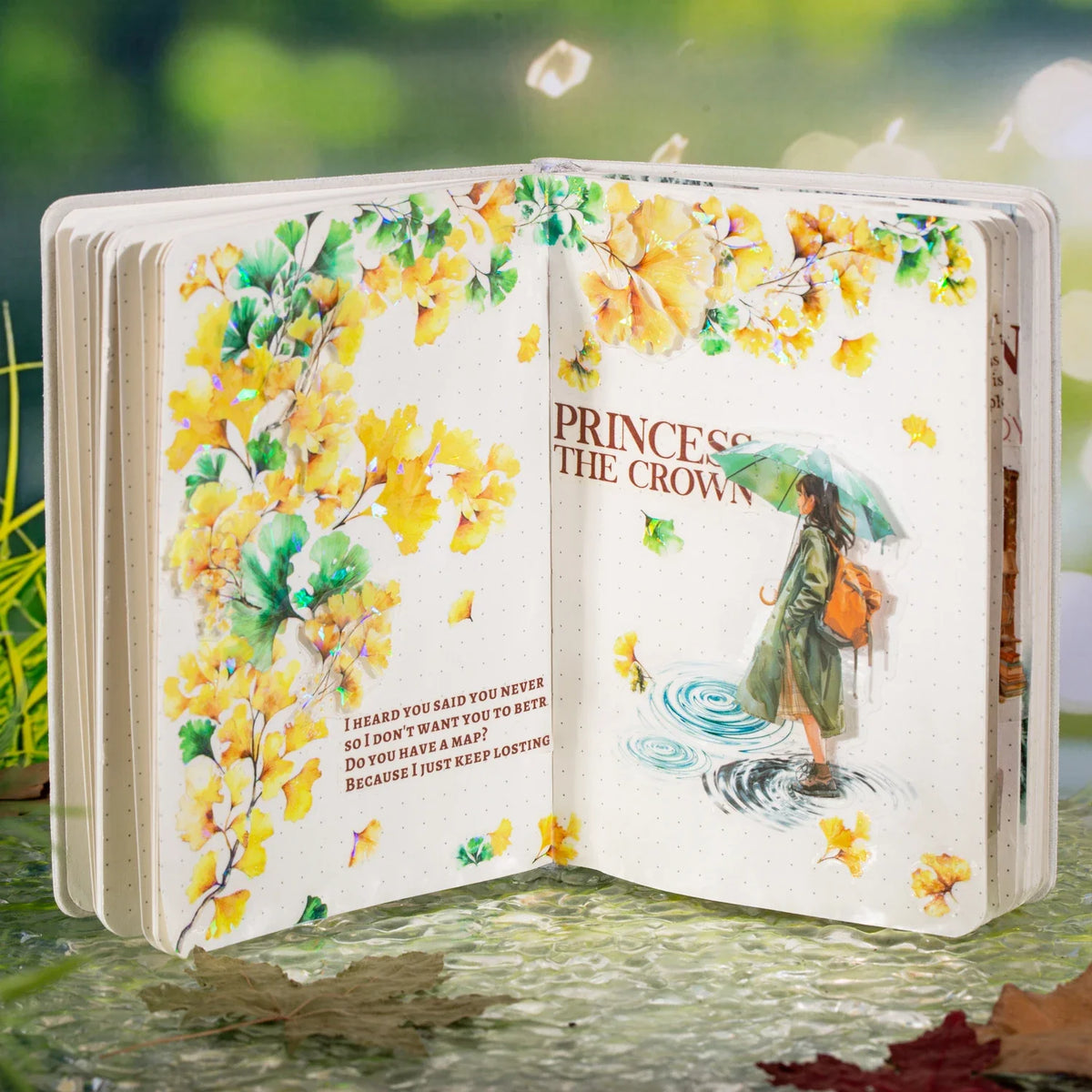 Japanese Botanical PET Tape – Fallen Leaves Sticker Roll 40mm×200cm Decorative Craft Tape Qme
