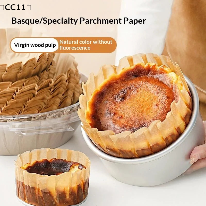 Basque Cheesecake Foldable Oil Paper Cake Mold 50 Pack Disposable Cake Mold Qme