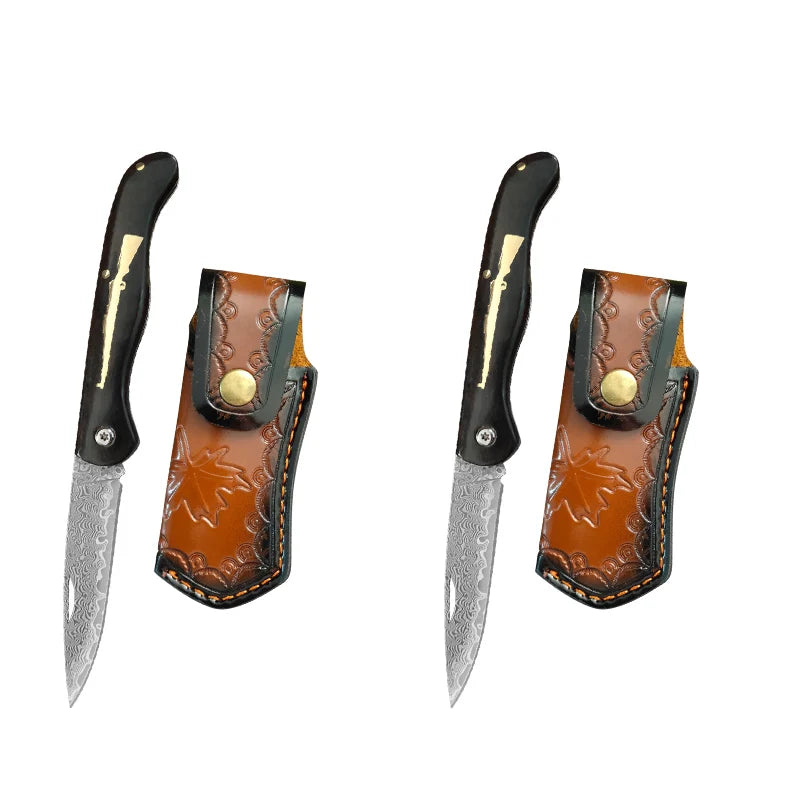 VG10 Damascus Steel Folding Paring Knife – Wood Handle