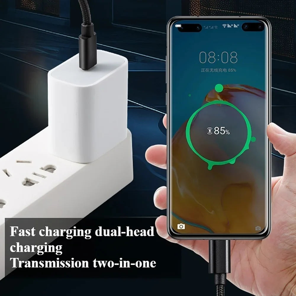 66W Nylon Braided USB-C Fast Charging Cable 1m 2m 3m USB-C Charging Cable Qme