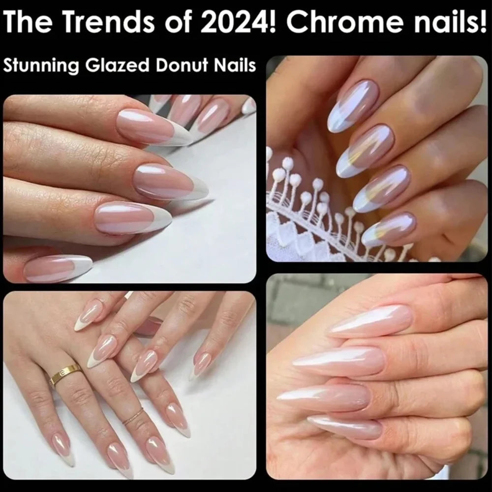Chrome Nail Powder Aurora Pearl Rainbow Metallic Pigment Chrome Nail Powder Qme