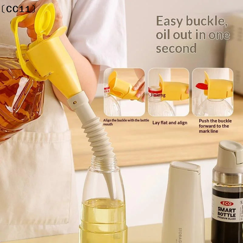 Foldable Telescopic Silicone Funnel with Snap Lock | Oil Pouring Kitchen Funnel Qme