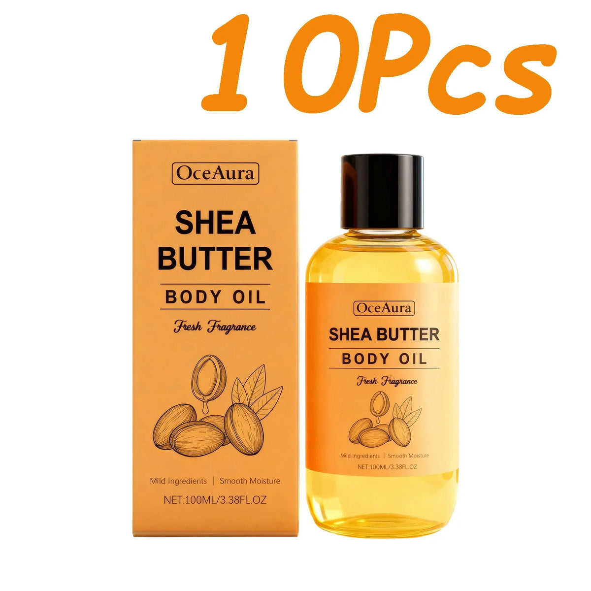 Shea Butter Body Oil – Lightweight & Fast-Absorbing | Qme Moisturizing Body Oil Qme 10 x 100ml Boxed