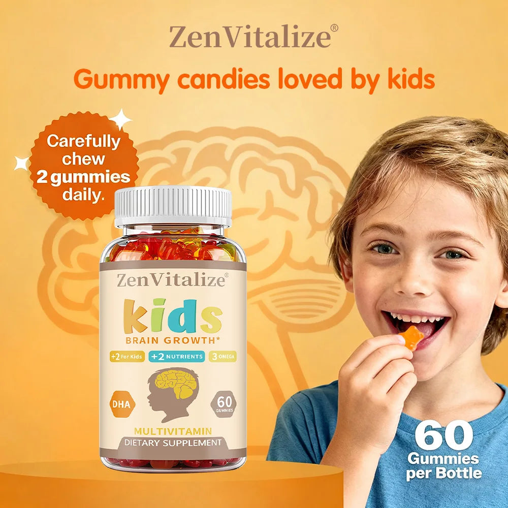 ZENVITALIZE Kids Omega 3 DHA Gummies – Brain & Immune Support Kids Vitamin Gummies Qst