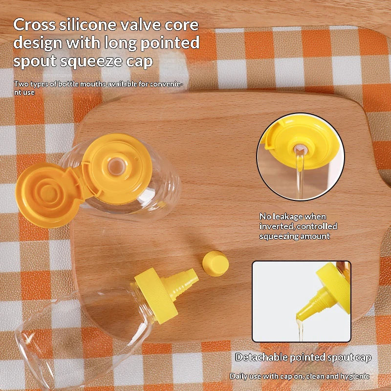 Squeeze Honey Bottle with Lid – Reusable PP Dispenser Condiment Dispenser Bottle Qst