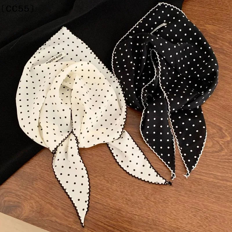 Polka Dot Headband Women's Thin Turban Triangular Hairband Scarf Women's Headband Qst