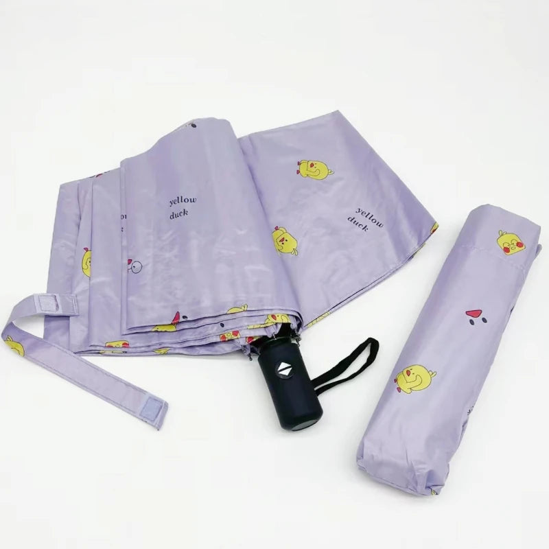 16-Rib Wind-Resistant Auto Folding Umbrella – Yellow Duck Folding Umbrella Qst