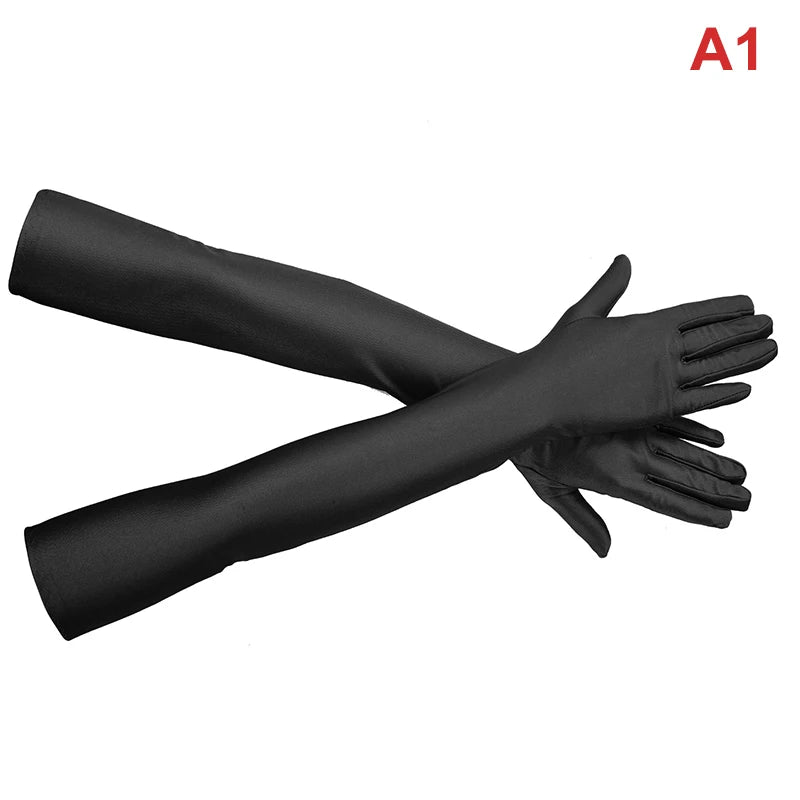 Women's Elbow-Length Spandex Gloves – Party, Wedding & Performance Long Spandex Gloves Qst A1