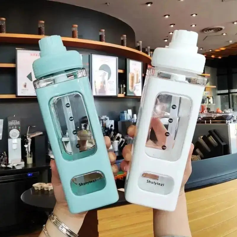 700ml Sport Water Bottle with Straw & Scale – Clear Plastic Sport Water Bottle Qme