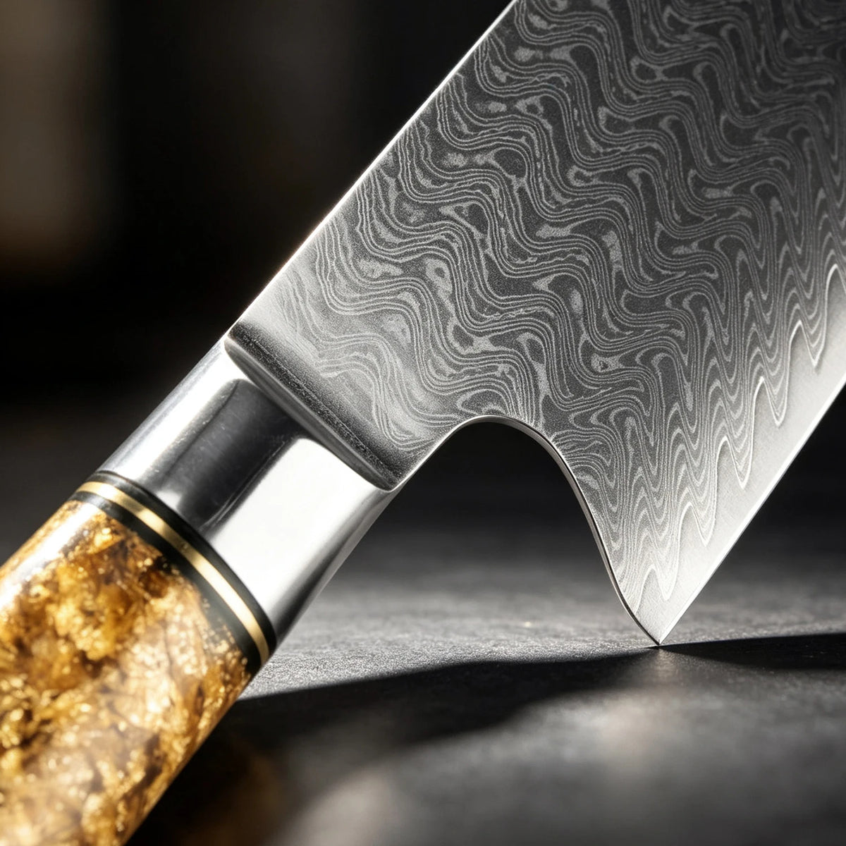 XITUO 7" Damascus Nakiri Knife – Gold Leaf Resin Handle Damascus Nakiri Knife Qst