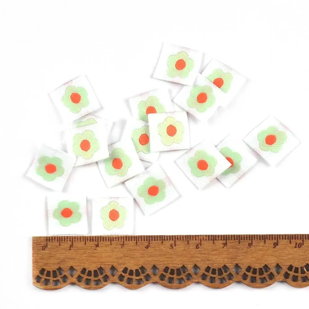 Cute Flower Embroidery Mini Labels – 50pc Sewing & Knitting Tags Embroidery Sewing Labels Qme