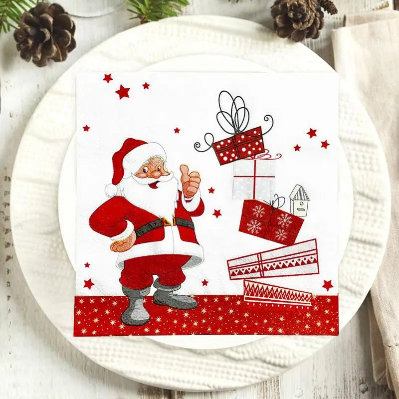 Christmas Santa Disposable Dinner Napkins – Pack of 20 or 40 Holiday Party Napkins Qme
