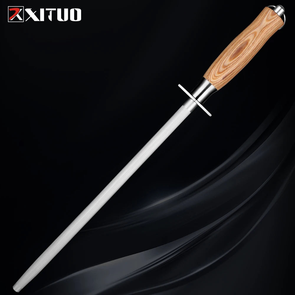 XITUO 12-Inch Honing Rod – Professional Knife Sharpening Steel Knife Honing Rod Qst Sharpening Stick XL