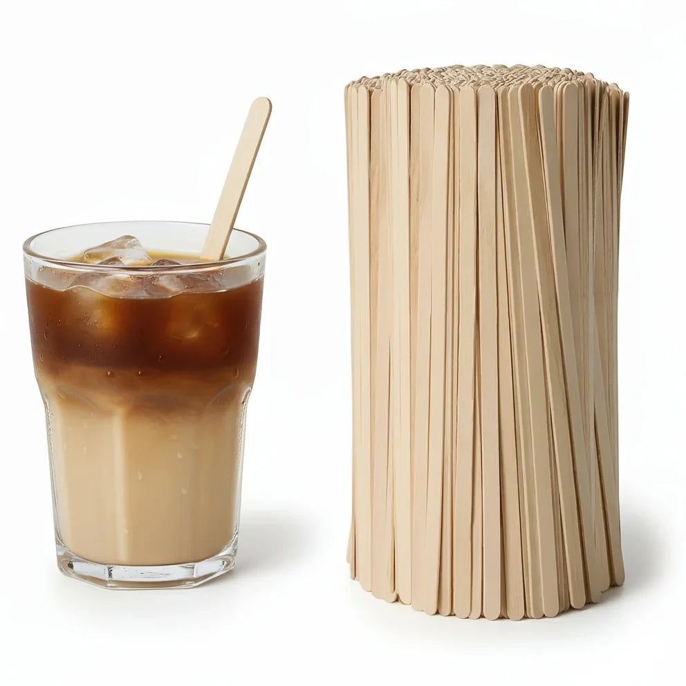 Wooden Coffee Stir Sticks – 50 Disposable Beverage Stirrers Disposable Stirrers Qme 50PCS