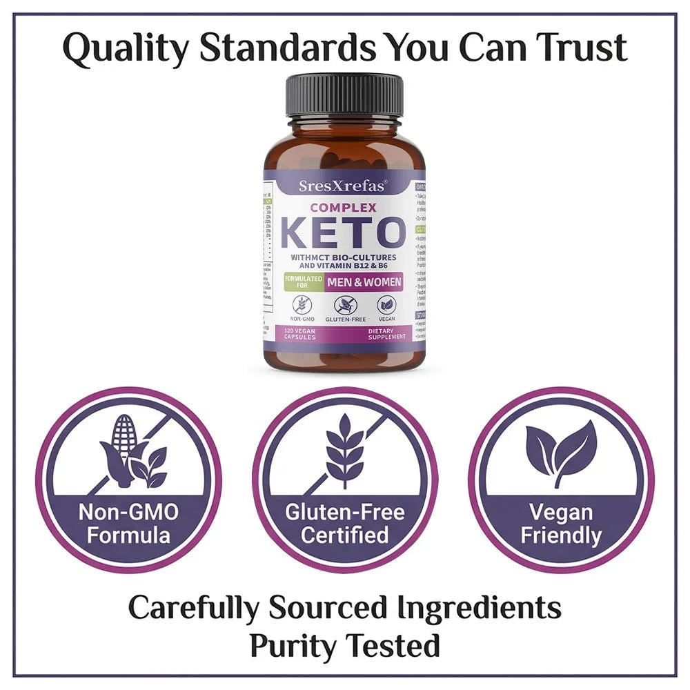 Keto Complex Formula with B12 & B6 – Non-GMO Vegan Capsules Keto Diet Supplement Qst