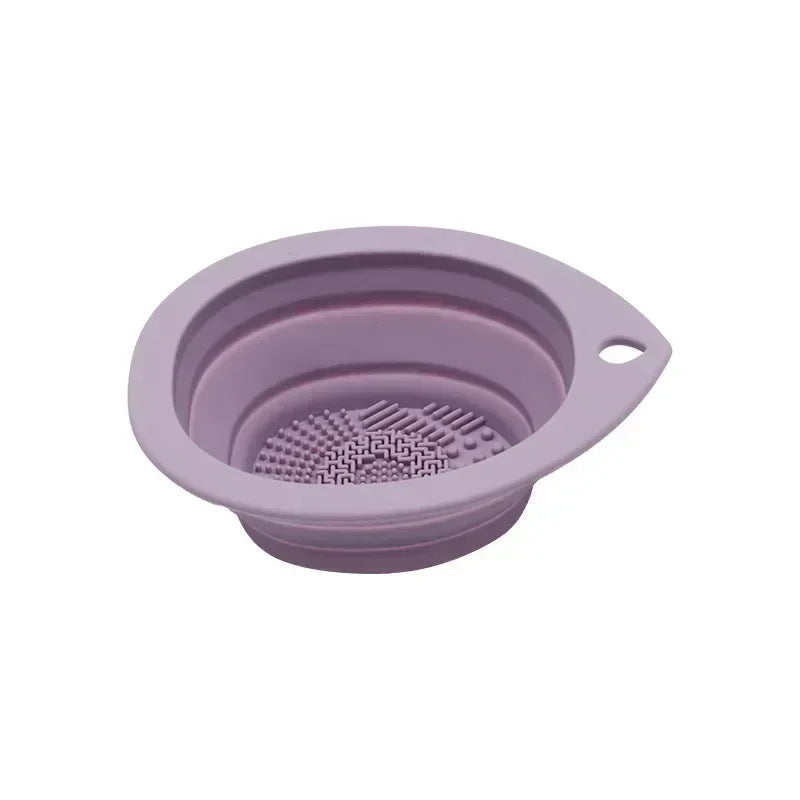 Silicone Makeup Brush Cleaner Scrubber Mat & Washing Bowl Makeup Brush Cleaner Qme Light Purple