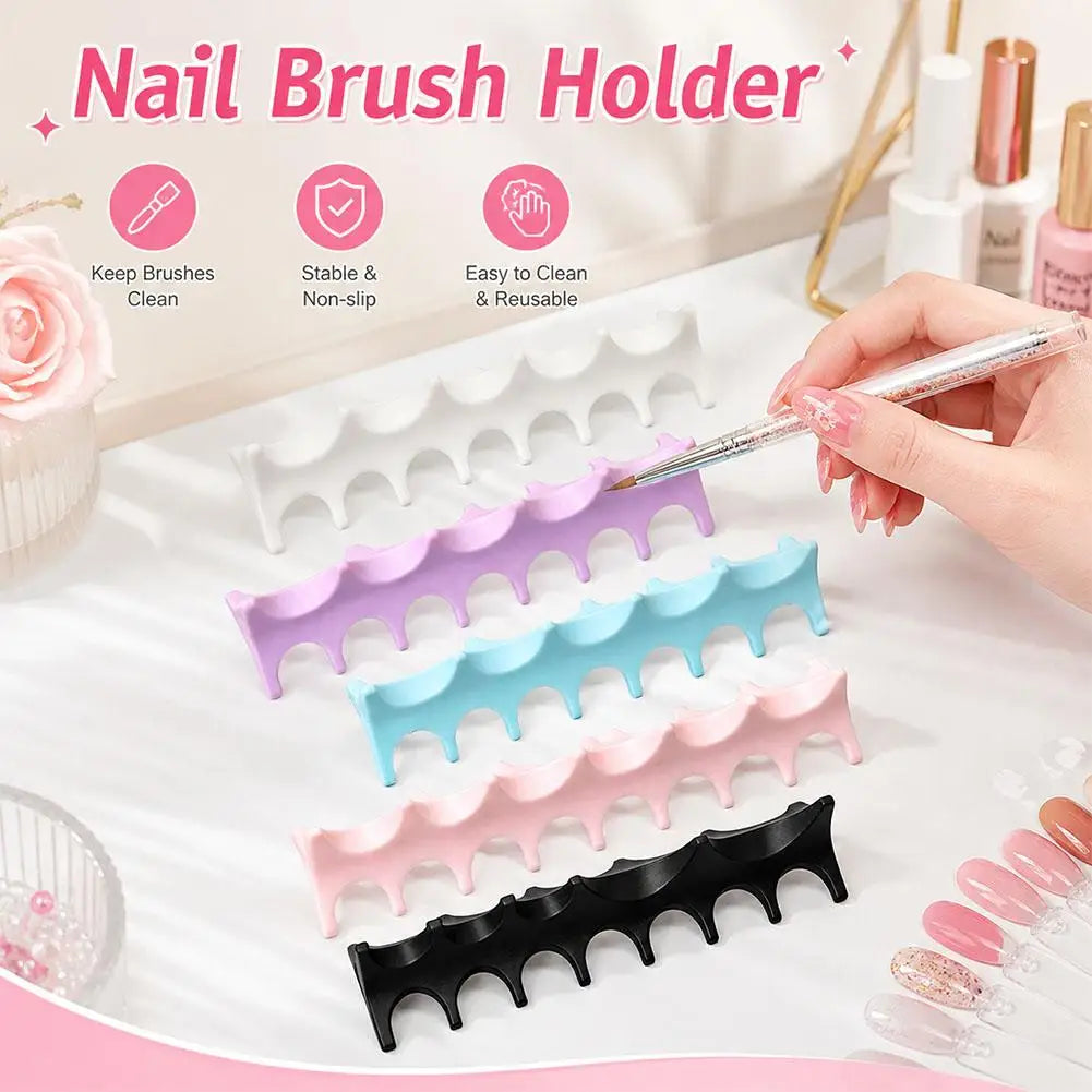 Silicone Nail Brush Holder & UV Gel Pen Display Stand Nail Brush Holder Qme