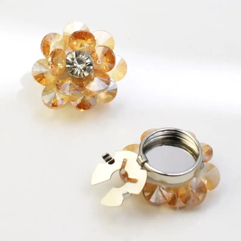 Rhinestone Flower Button Covers Cufflinks for Women – 10 Colors Button Cover Cufflinks Qme style 4