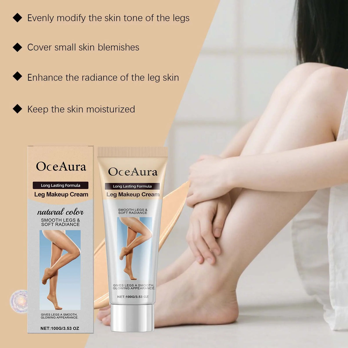 OceAura Leg Makeup Cream – Body Foundation & Concealer 100g Body Foundation Cream Qst
