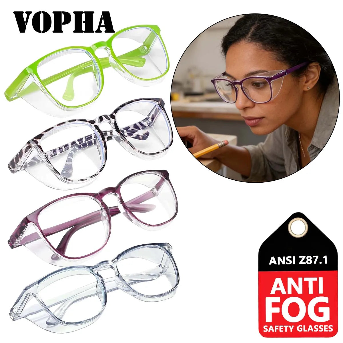 VOPHA Anti-Fog Safety Goggles – UV & Blue Light Protection Safety Goggles Qst 4PC