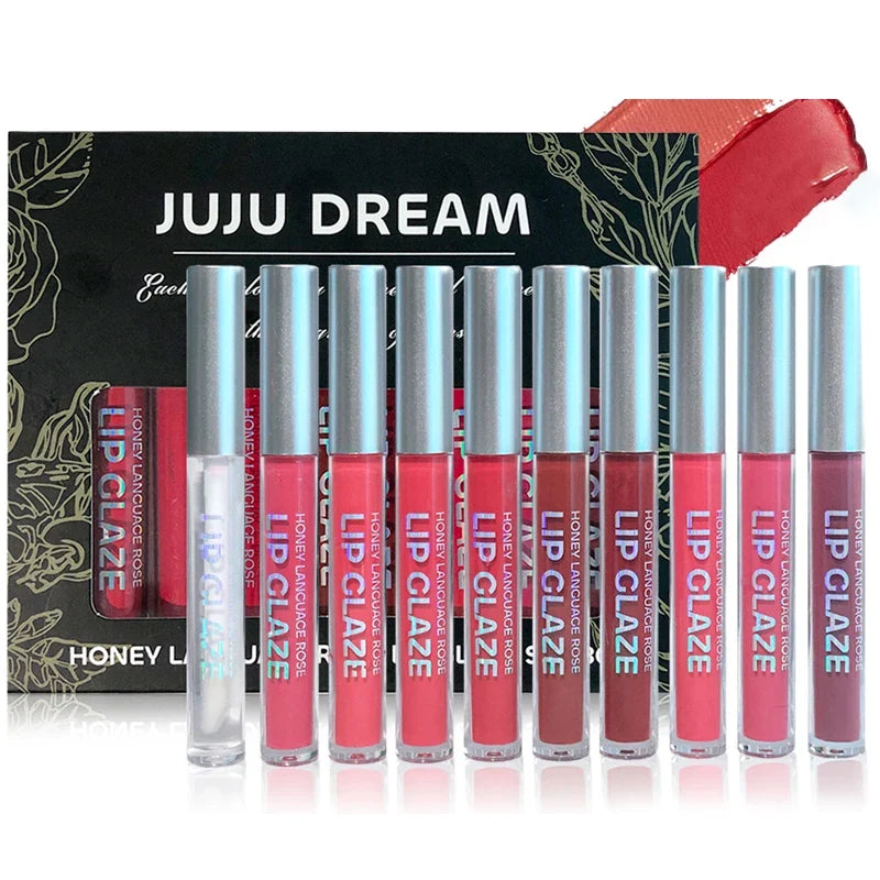 Nude Matte Velvet Lip Gloss & Lipstick Set – Long-Lasting Lip Gloss Set Qme