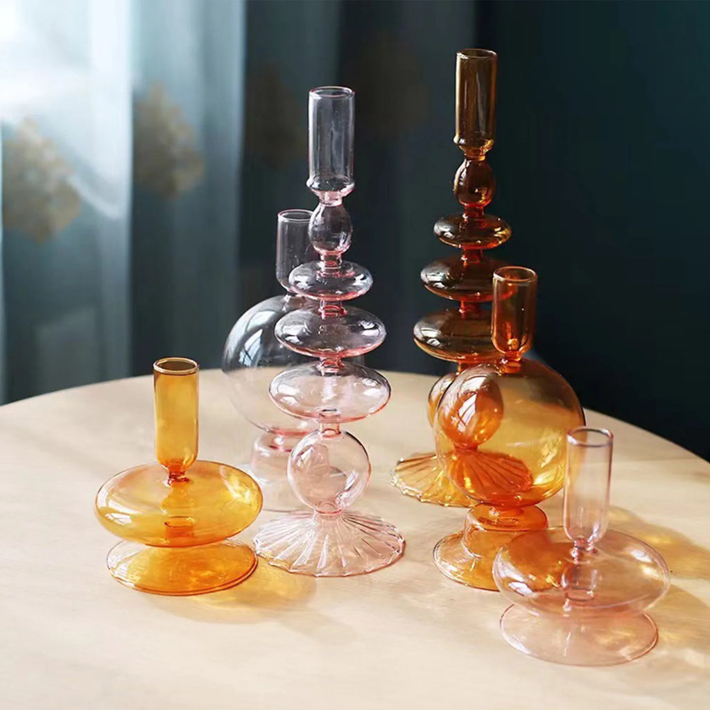 Glass Vase Centerpiece – Elegant Flower & Candle Holder Decorative Glass Vase Qme
