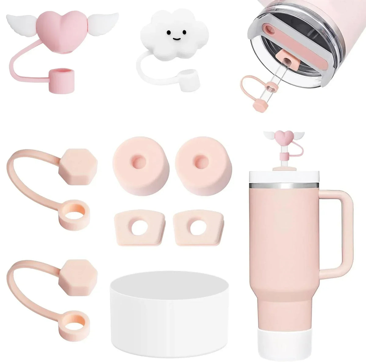 Silicone Straw Cover Caps & Spill Stopper Set – 9 Pcs Straw Cover Cap Set Qme 05