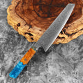 8" Kiritsuke Damascus Steel Chef Knife – Resin Wood Handle Damascus Chef Knife Qst Kiritsuke Knife