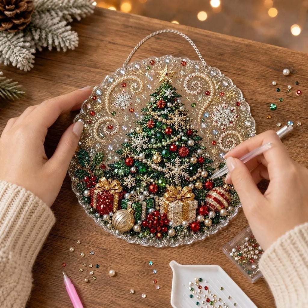 Christmas Pearl & Diamond DIY Hanging Decoration Kit | Acrylic DIY Craft Kit Qme
