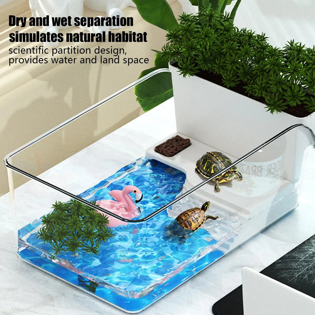 Small Transparent Turtle Tank Terrarium for Tortoise & Terrapin Reptile Terrarium Tank Qme