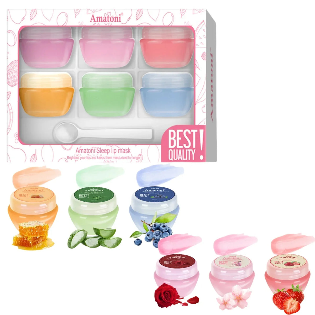 Sleeping Lip Mask Balm Set – Overnight Moisturizing Lip Care Lip Mask Balm Set Qme lip mask gift box