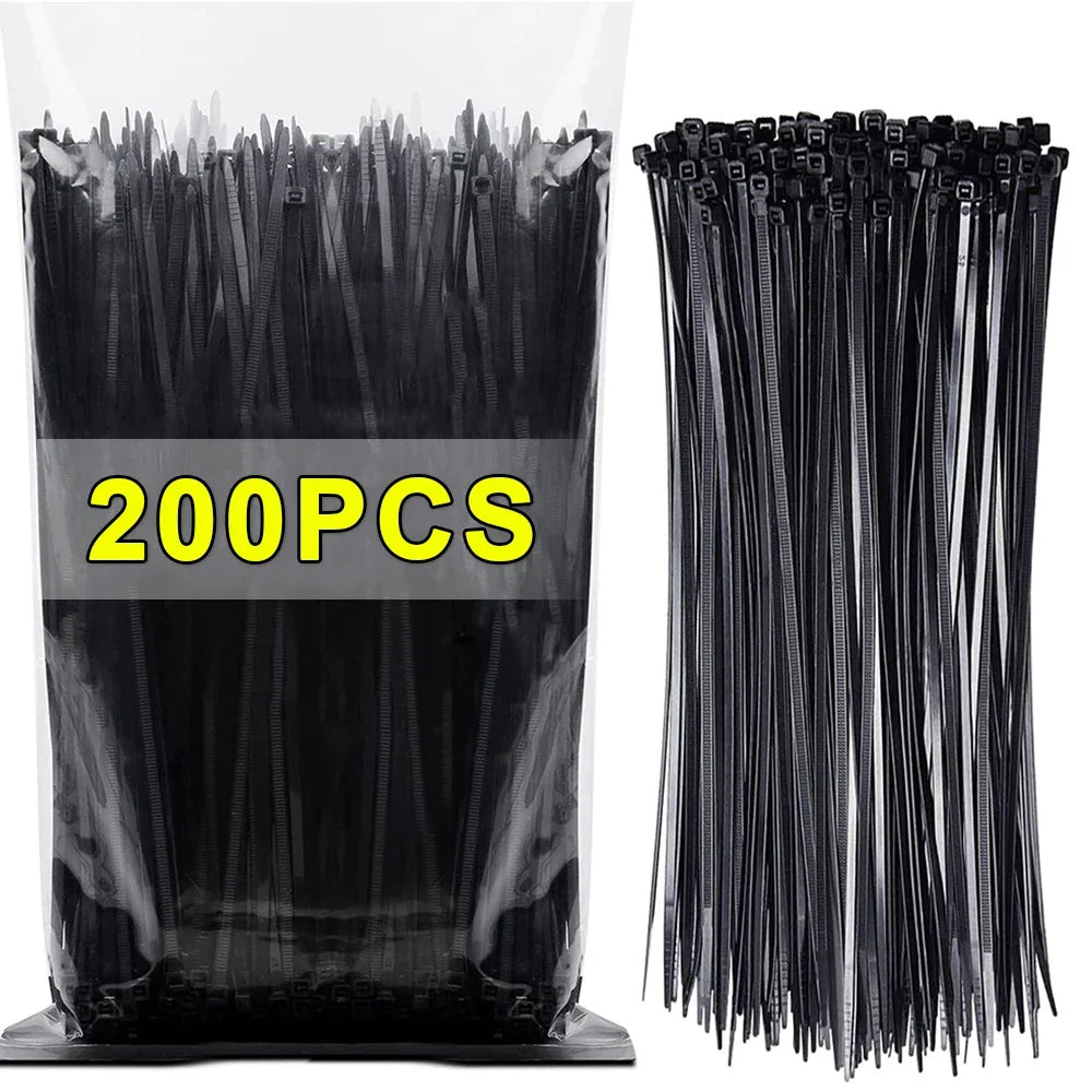 200-Pack Nylon Cable Ties – Reusable Self-Locking Cord Straps Nylon Cable Ties Qme