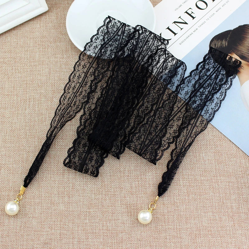 Sweet Lace Pearl Waist Chain Belt – Elegant Dress Accessory Decorative Waist Belt Qst 1Pcs Black