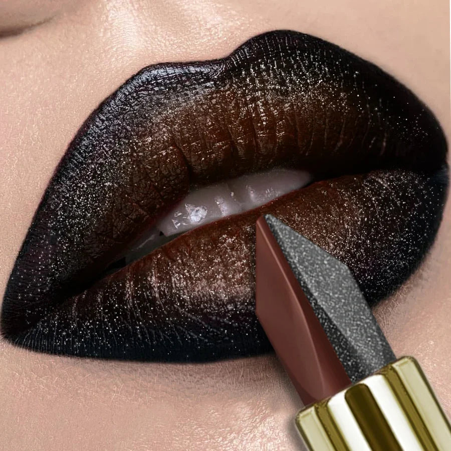 Two Tone Waterproof Glitter & Matte Chocolate Red Lip Tint Lip Tint Lipstick Qme