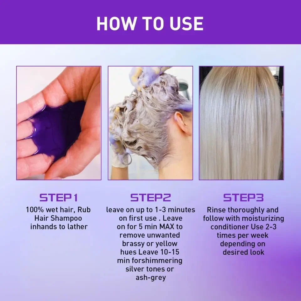 Gray Fixing Purple Shampoo – Tone & Cover Bleached Hair Hair Dye Shampoo Qme