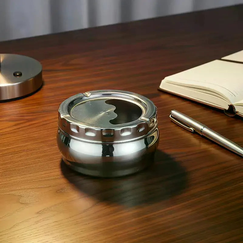 Stainless Steel Windproof Ashtray with Lid – 3 Sizes Windproof Ashtray Qme