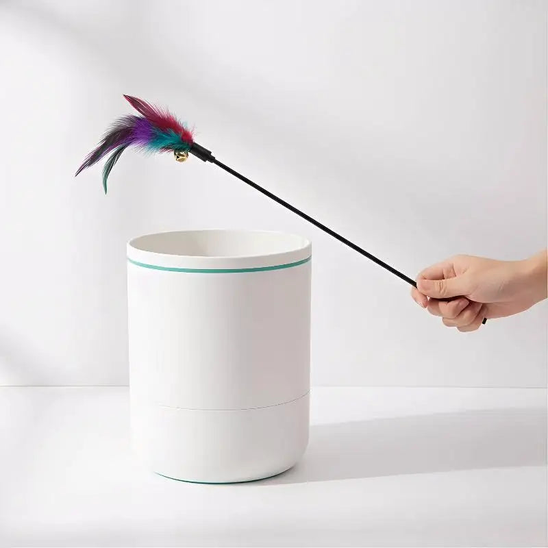 Cat Interactive Wand Toy – Colorful Chicken Stick & Bell Cat Wand Toy Qme