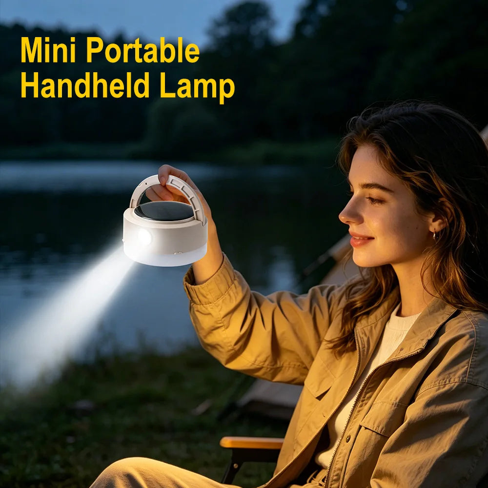 Solar LED Camping Lantern – Type-C Rechargeable Tent Light Camping Lantern Qst