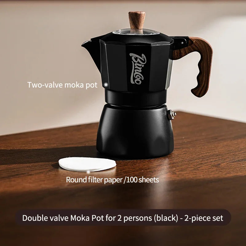 Bincoo Dual Valve Moka Pot & Electric Heater Espresso Set Moka Pot Espresso Set Qst Black 2pcs