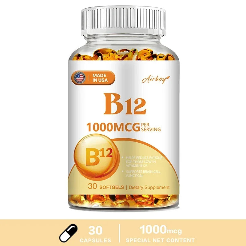 Xemenry Vitamin B12 Capsules – Energy, Mood & Brain Support Vitamin Supplement Qst 30 Capsules