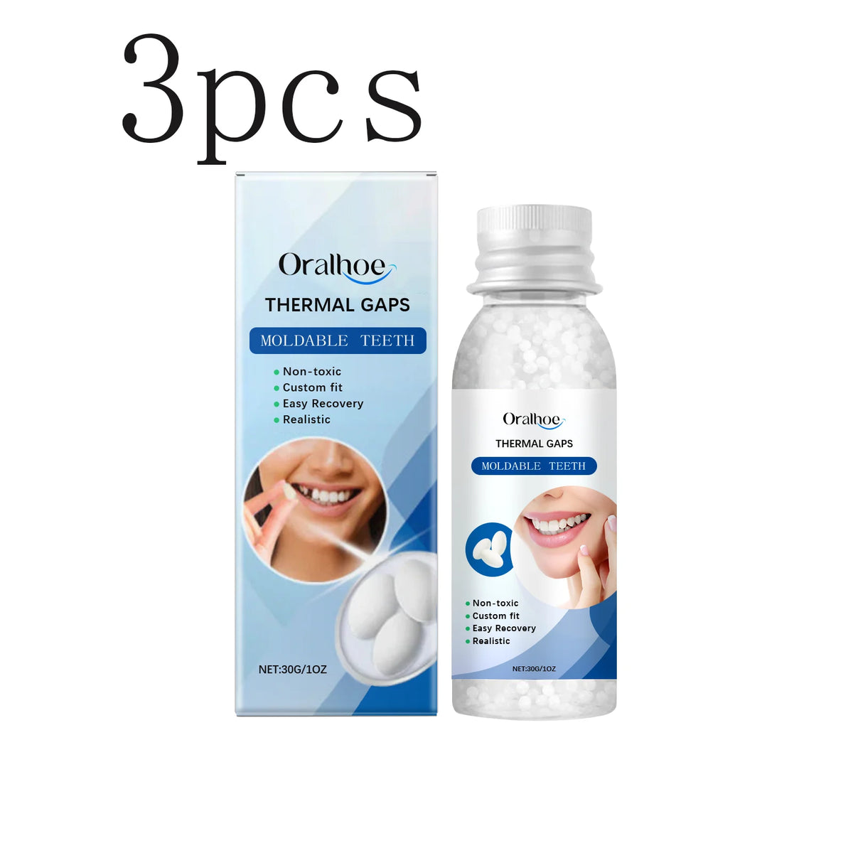 Moldable Dental Cement – Temporary Tooth & Denture Repair Dental Repair Cement Qst 30gx3pcs