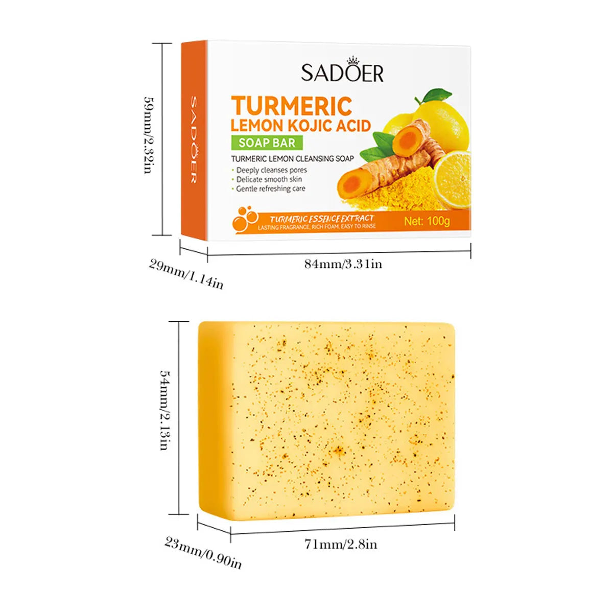 Turmeric Lemon Kojic Acid Scrub Soap – Oil Control & Brightening Exfoliating Scrub Soap Qme