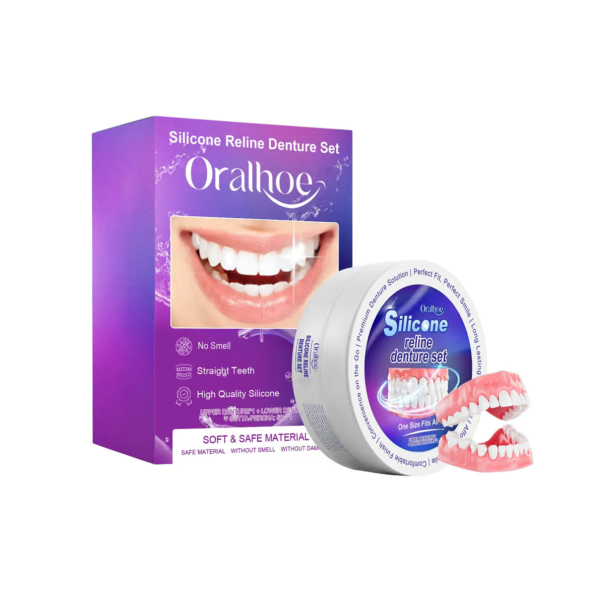 Oralhoe Silicone Temporary Denture Set – Natural Smile Kit Temporary Denture Set Qst 1set boxed